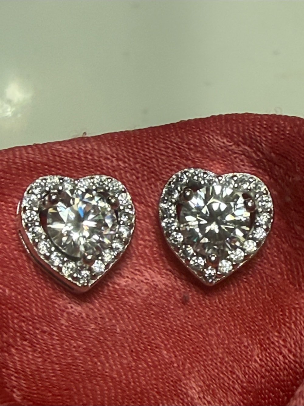Heart Halo GRA CERTIFIED MOISSANITE DIAMOND 2 CT Stud Earrings Sterling Silver